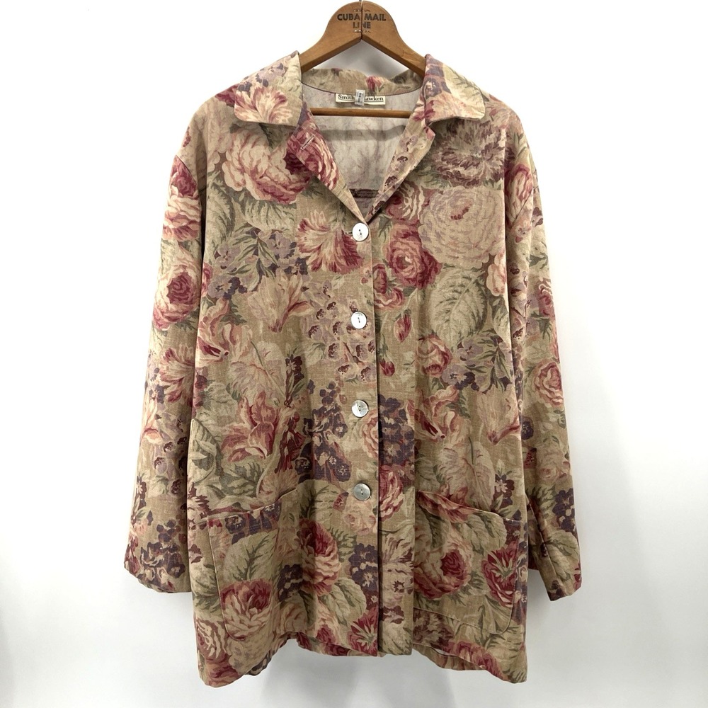 Smith & Hawken Botanical Heirloom Chore Jacket Sz L Cottagecore Cotton USA Made